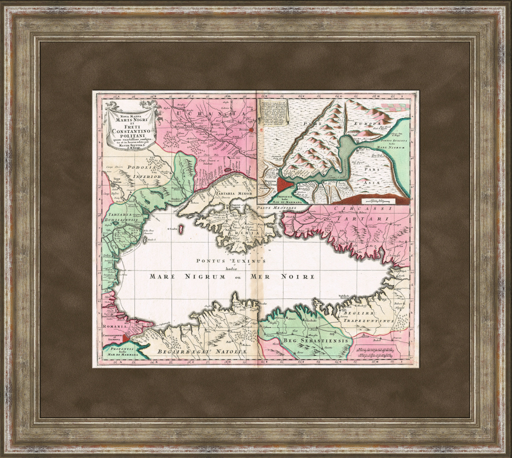 Карта Черного моря, прилегающих территорий и пролива Босфор, 1740 год, кабинетный формат карта босфор.jpg
