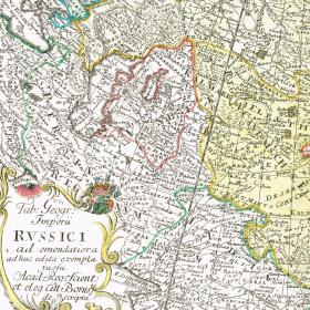 Российская империя, гравированная карта с ручной раскраской, 1780-е гг.