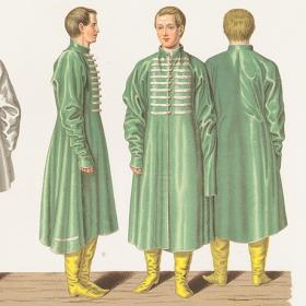 Одежда боярская 17 века, антикварная русская хромолитография