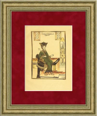 Борис Годунов. Антикварная литография с изображением царя из рукописей 17 в., 1908 г.