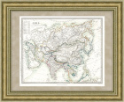 Россия и Азия, старинная гравированная карта, включающая Сибирь, Китай, Индию, Персию и пр.