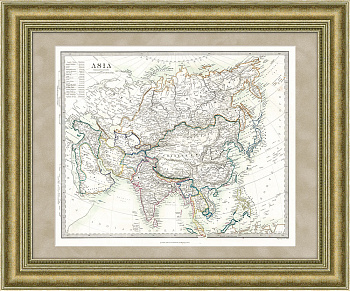 Россия и Азия, старинная гравированная карта, включающая Сибирь, Китай, Индию, Персию и пр.
