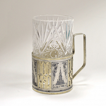 Старинный подстаканник «Москва». Серебро 875 пробы Старинный подстаканник «Москва». Серебро 875 пробы