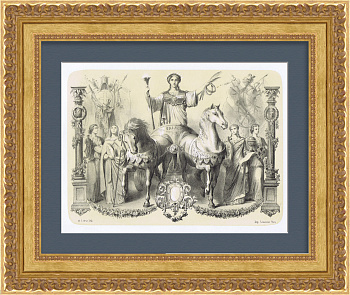 Аллегория Свободы Франции. Старинная литография 19 века