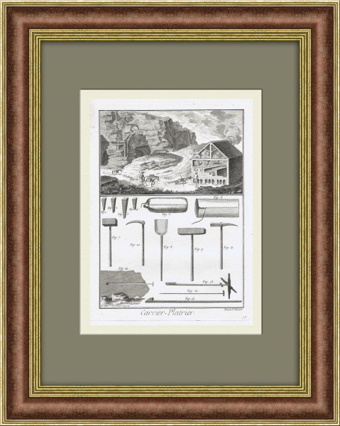 Каменоломня и обжиг гипса. Cтаринная гравюра, 1770-е гг. Каменоломня и обжиг гипса. Cтаринная гравюра, 1770-е гг.