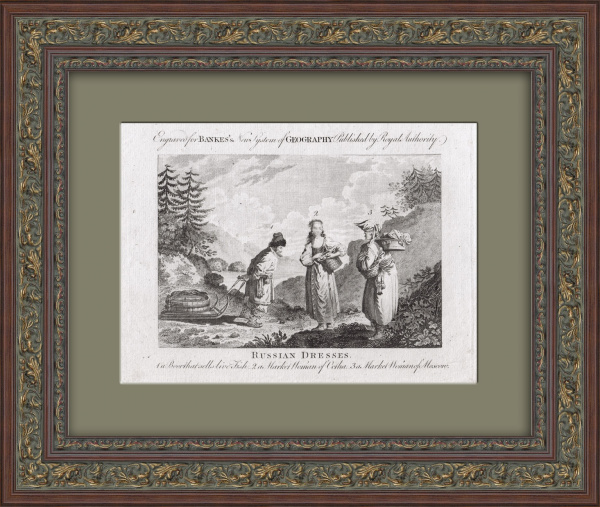 Русские национальные костюмы: простолюдин, торгующий живой рыбой, охтинская и московская купчихи. Гравюре 235 лет! Русские национальные костюмы: простолюдин, торгующий живой рыбой, охтинская и московская купчихи. Гравюре 235 лет!