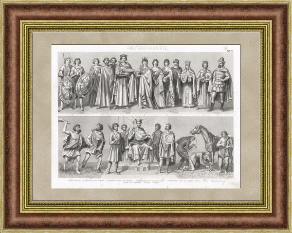 Костюм и мода: славяне Древней Руси, Византия, скифы и др. Антикварная гравюра