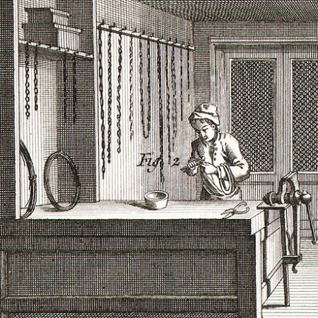 изготовление цепей. старинные гравюры в рамах, 18 век