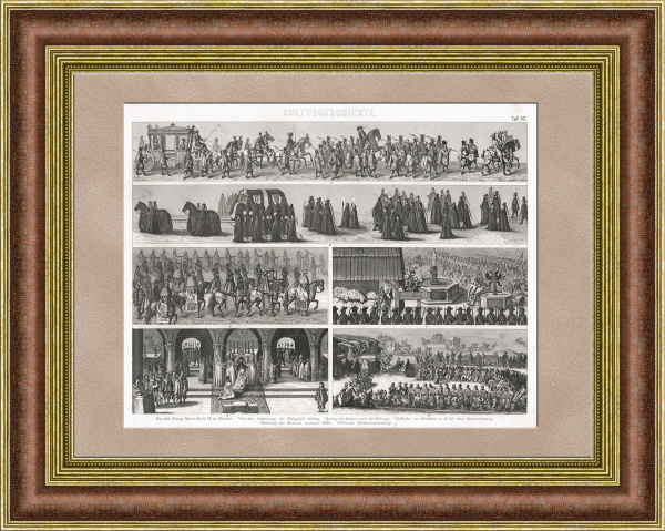 Придворные мероприятия Германии и Польши, старинная гравюра