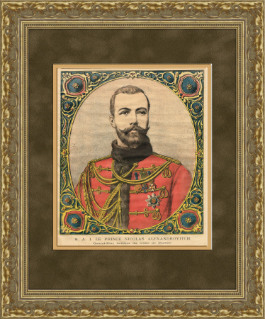 Портрет князя Николая Александровича (император Николай II), редкая старинная литография