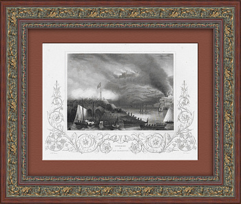 Наполеоновские войны: штурм испанской крепости Сан-Себастиан английскими войсками в 1813 г. Антикварная гравюра