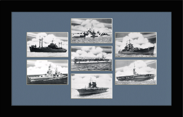 Военные корабли США, панно в раме, 1945 г Военные корабли США, панно в раме, 1945 г