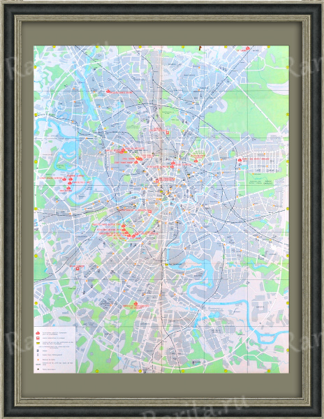 Карта Москвы (франц. яз.) с указанием мест проведения Олимпиады 1980 года