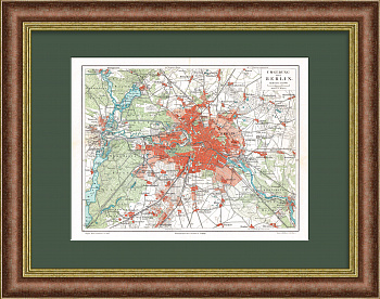 Карта Берлина 1897 года. Литография в раме