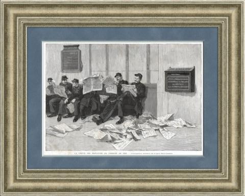 Охрана вокзала Сен-Лазар в дни забастовки железнодорожников 1891 г. Старинная литография