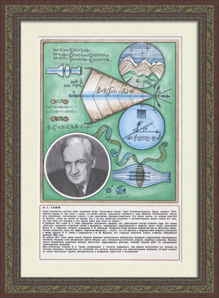 Игорь Тамм - лауреат Нобелевской премии по физике. Советская наука, старинный плакат Игорь Тамм - лауреат Нобелевской премии по физике. Советская наука, старинный плакат