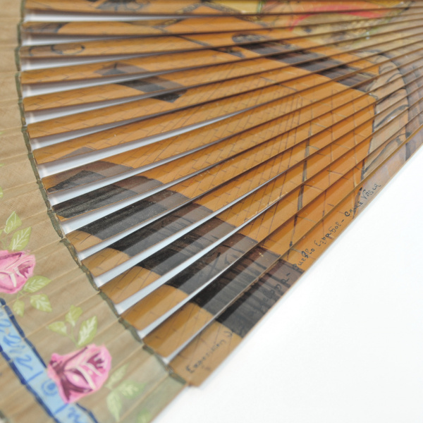 веер "испанская улочка", роспись по шелку, ручная авторская работа. большой короб-витрина