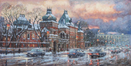Большая Якиманка зимой.  Авторская, современная живопись