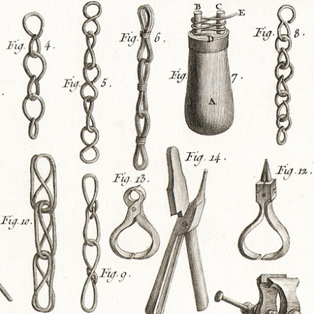 изготовление цепей. старинные гравюры в рамах, 18 век
