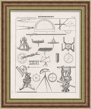 Российская астрономия и математика: измерительные инструменты. Старинная литография