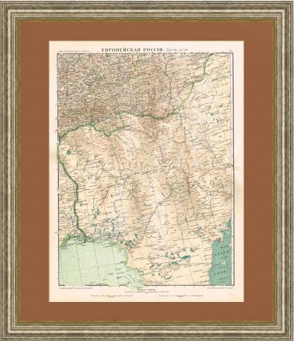 Южный Урал и Север Казахстана, старинная карта, 1909 г., кабинетный формат