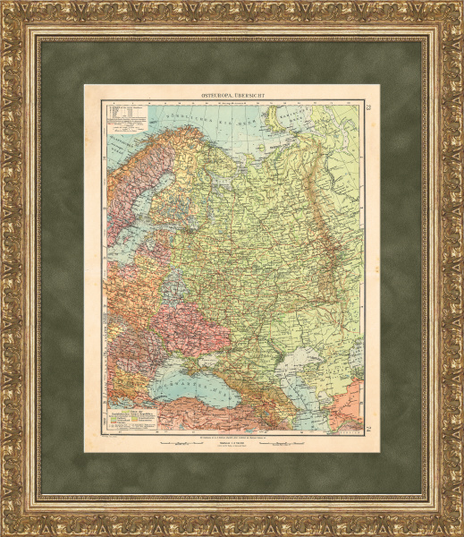 "Европейская Россия", довоенная политическая карта с указанием железных дорог, 1930 г.