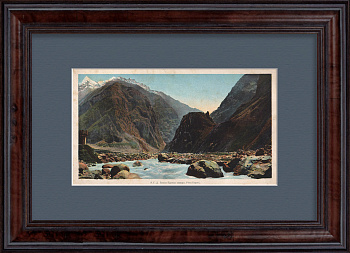 Башня царицы Тамары. Военно-Грузинская дорога, старинная фотогравюра