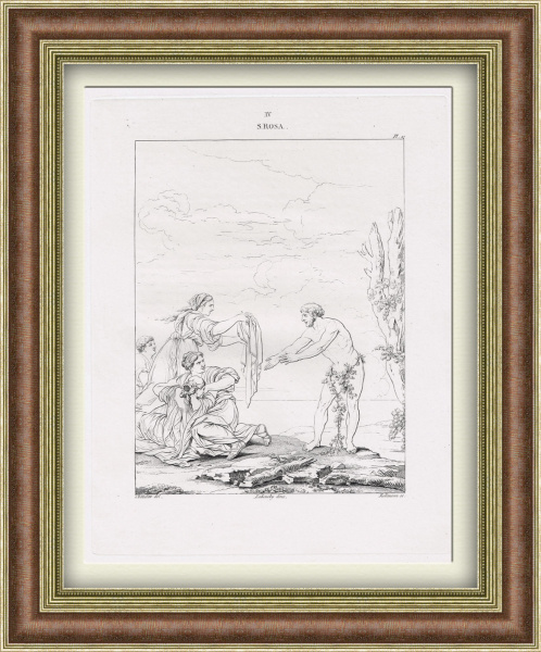 Одиссей и Навсикая. Гравюра на стали, с картины Сальватора Розы