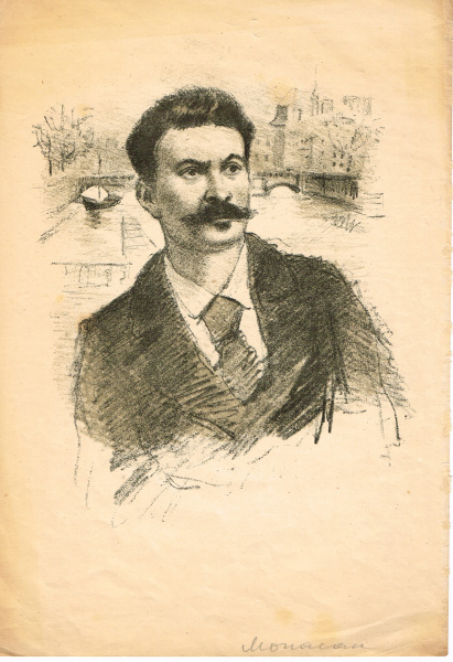 Портрет  Ги де Мопассана, Литография 