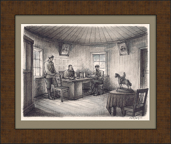 В штабе Первой Конной армии, уникальная авторская графика 1939 года