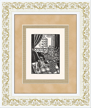 Пионы в вазе, ксилография Жана Лебедева, Франция, 1931 г.