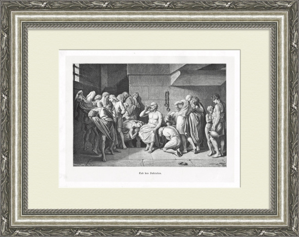 Сократ выпивает яд цикуты по приговору суда. Старинная ксилография