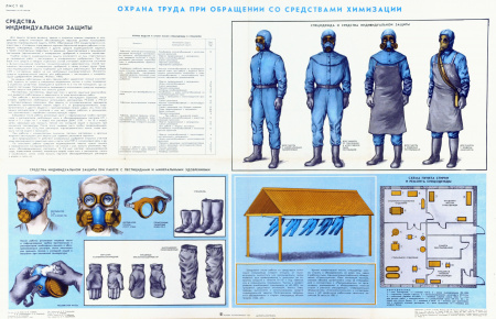 Охрана труда при работе с химикатами, плакат, 1985 г., большой формат