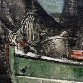 Лодки на якоре, антикварная живопись