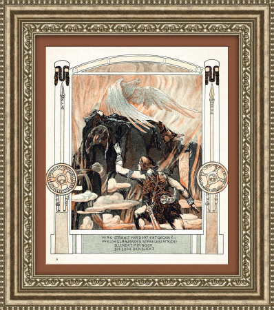 Гравюра Зигфрид находит Брунгильду, серия «Зигфрид», ок. 1900 г.