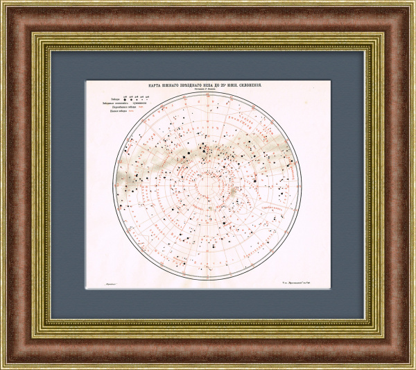 Звездное небо, Южное полушарие. Старинная карта Звездное небо, Южное полушарие. Старинная карта