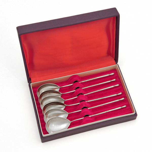 Набор чайных ложек "Камыши". Российская империя, серебро 84 пробы Рыбалка, охота набор чайных ложек "камыши". российская империя, серебро 84 пробы