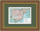 Испания и Португалия, старинная карта