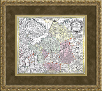 Старинная карта "Империя Московитов", картографа Маттиаса Зойтера, 1730 год Старинная карта "Империя Московитов", картографа Маттиаса Зойтера, 1730 год