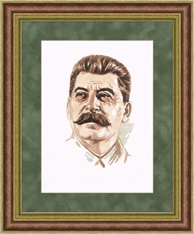 Сталин, плакат 50-х, авторская ксилография