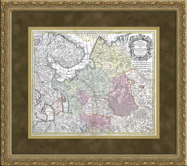 Старинная карта "Империя Московитов", картографа Маттиаса Зойтера, 1730 год Старинная карта "Империя Московитов", картографа Маттиаса Зойтера, 1730 год