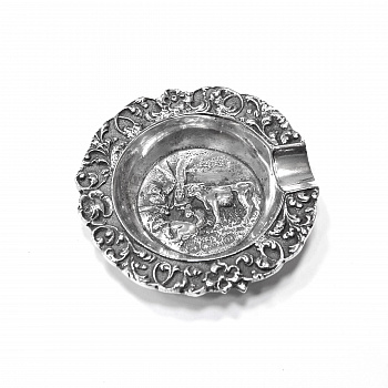 Серебряная пепельница с пасторальной сценой, миниатюрная