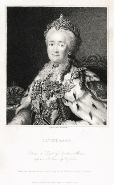 портрет екатерины великой, гравюра по картине александра рослина, 1840-е гг.