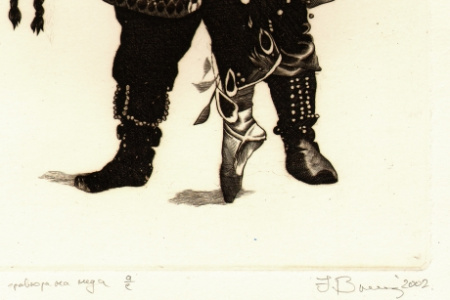 офорт ю. бриедиса "балет жар-птица"