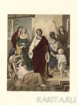 Библейская сцена. Старинная гравюра