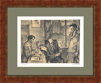 На допросе, МВД. Авторская, антикварная гравюра