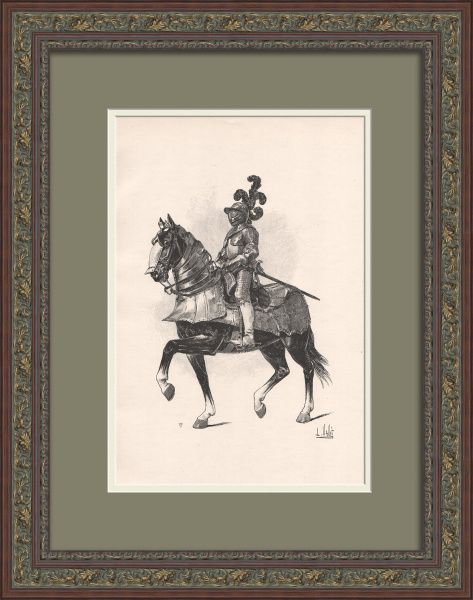 Филипп IV, облаченный во фламандский доспех. Старинная гравюра 19 века