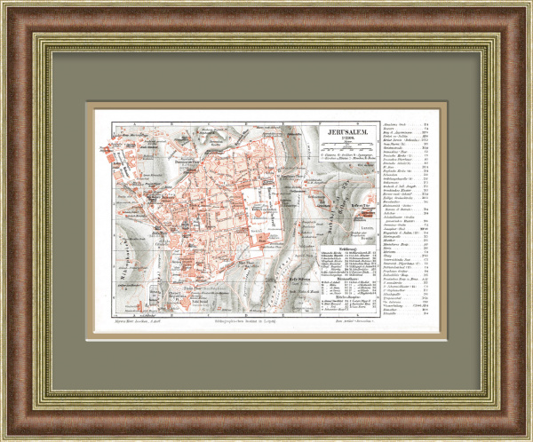 Иерусалим, антикварная карта 1897 года