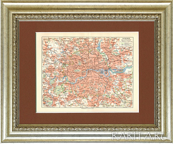 Старинный "План Лондона с предместьями и железными дорогами", 1927 г.