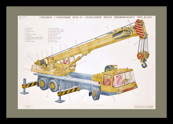 Строительный автокран КС-5473. Большой, советский плакат Строительный автокран КС-5473. Большой, советский плакат